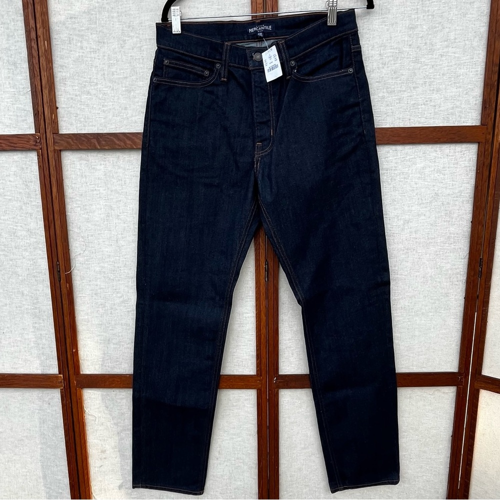 J. Crew Mercantile Men's Straight Flex Dark Wash Blue Jeans - 32”x32”